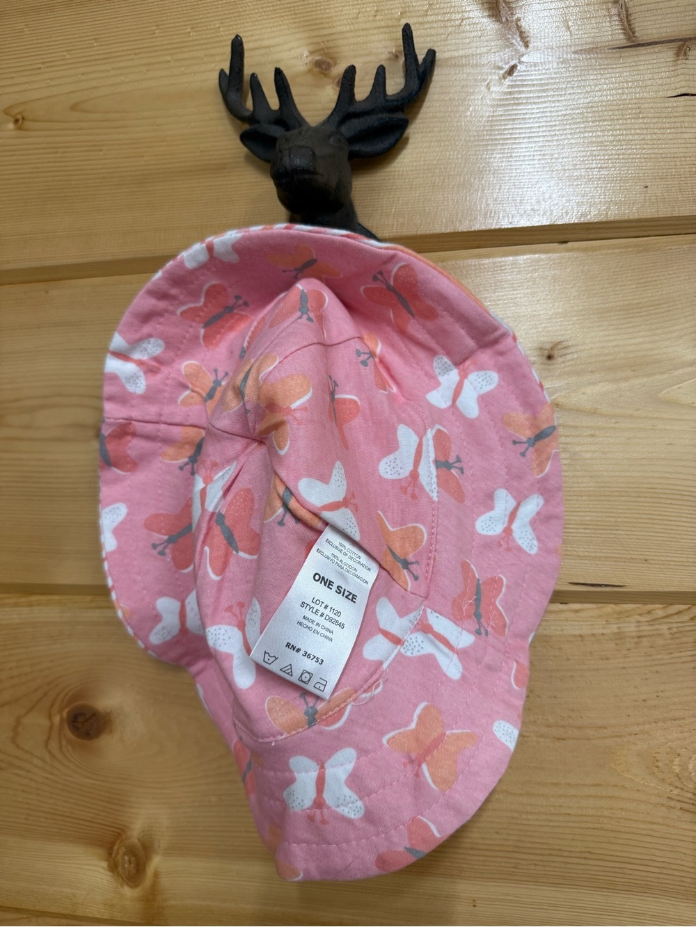 Girls' Pink Butterfly Sun Hat - One Size